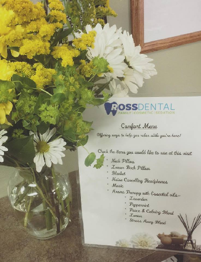 Get a consultation at Ross Dental Wisconsin cosmetic dentist comfort menu